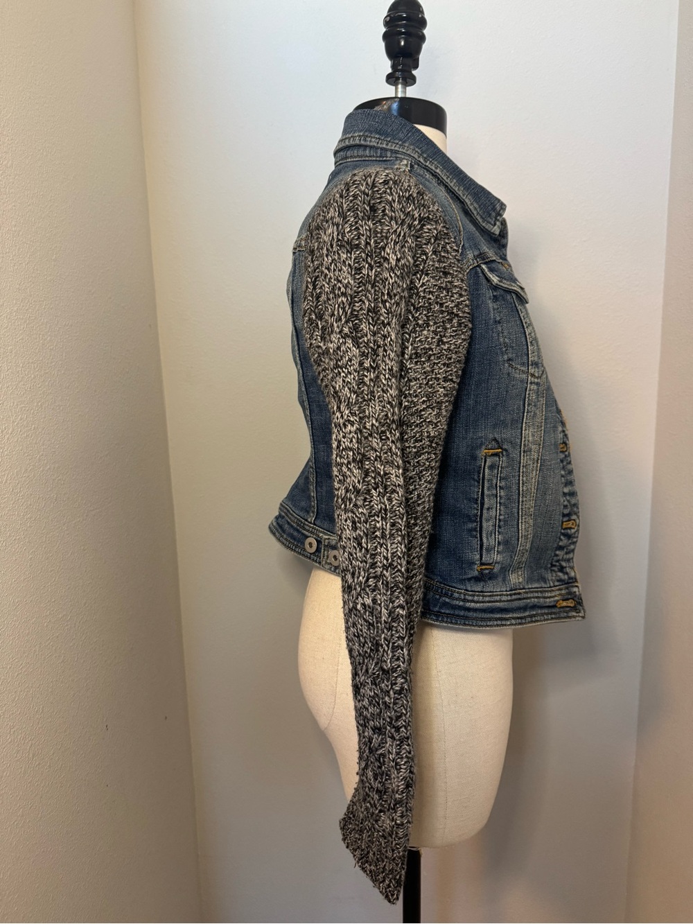 Pilcro and the Letterpress Anthropologie Sweater-Sleeved Denim Jacket - Picture 6 of 9